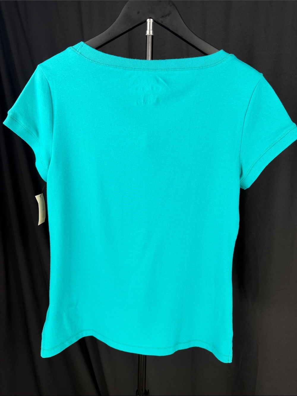 Talbots Stretch Weekend Teal Short Sleeve Tee with Shoulder Buttons - Picture 5 of 7